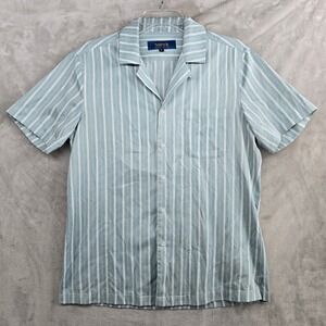 Sorek barbershop oliver Mens Short Sleeve Striped Button Down Shirt MEDIUM